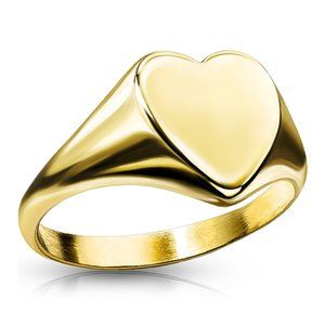 Gold Flat Top Stainless Steel Heart Ring Mutiple sizes